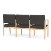 Lenox Wood Waiting Reception 3 Seat Tandem Seating Wood Frame No Center Arms