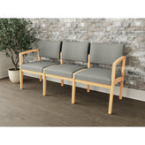 Lenox Wood Waiting Reception 3 Seat Tandem Seating Wood Frame No Center Arms