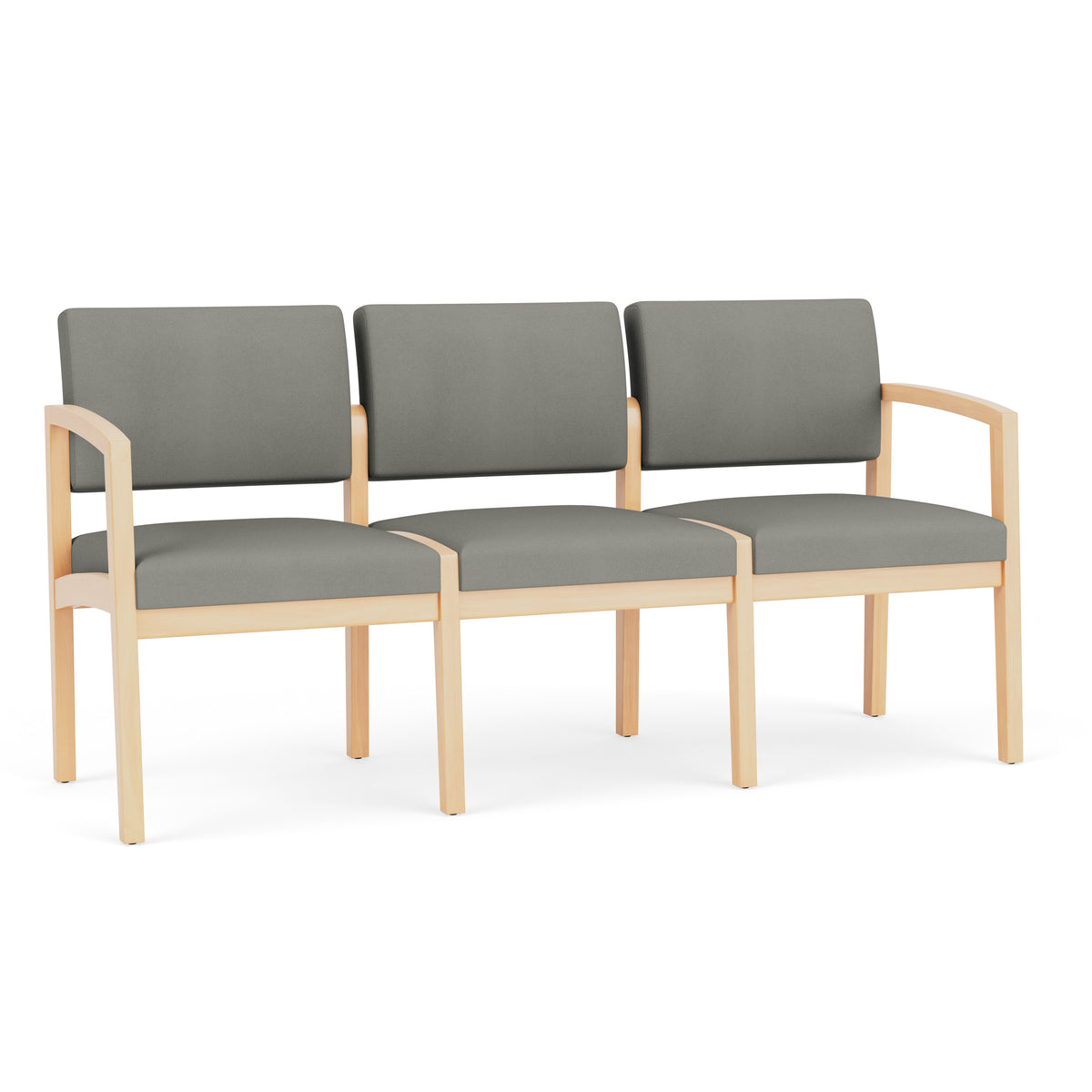 Lenox Wood Waiting Reception 3 Seat Tandem Seating Wood Frame No Center Arms