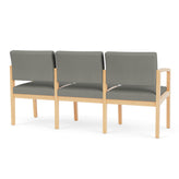 Lenox Wood Waiting Reception 3 Seat Tandem Seating Wood Frame No Center Arms