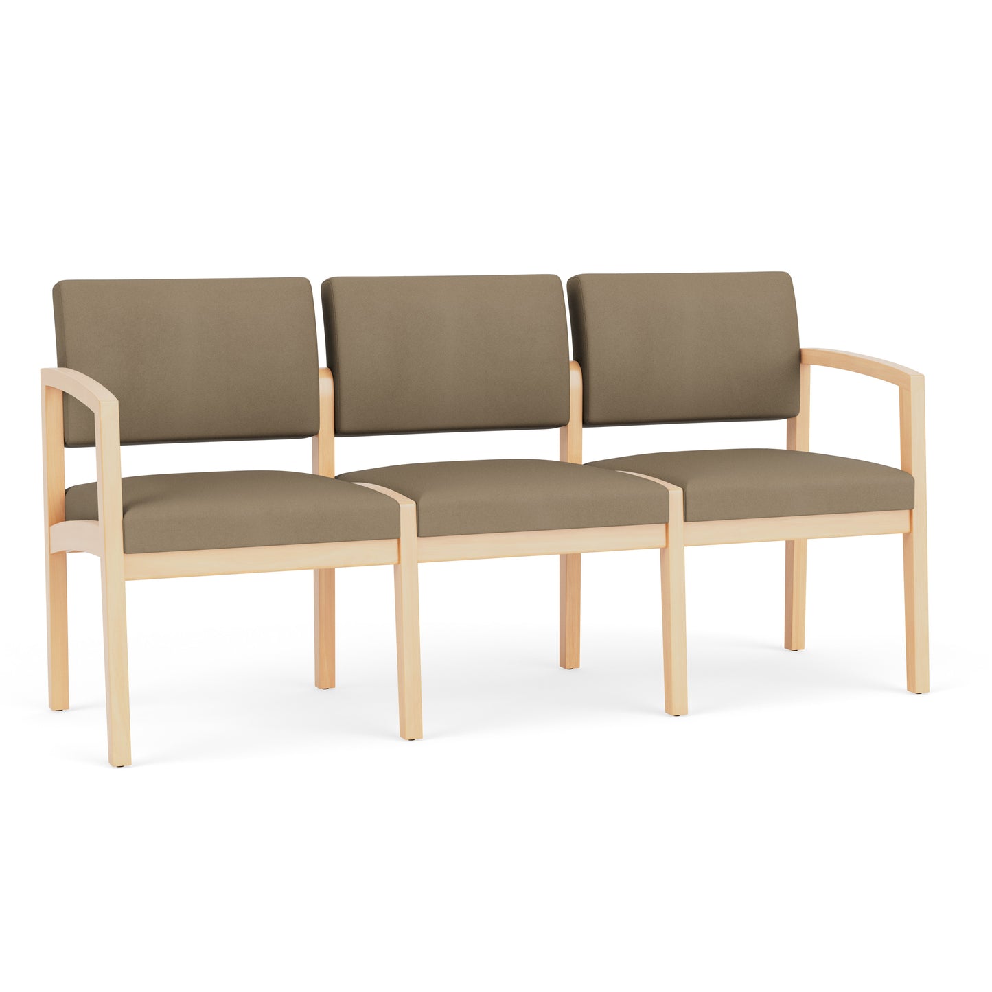 Lenox Wood Waiting Reception 3 Seat Tandem Seating Wood Frame No Center Arms