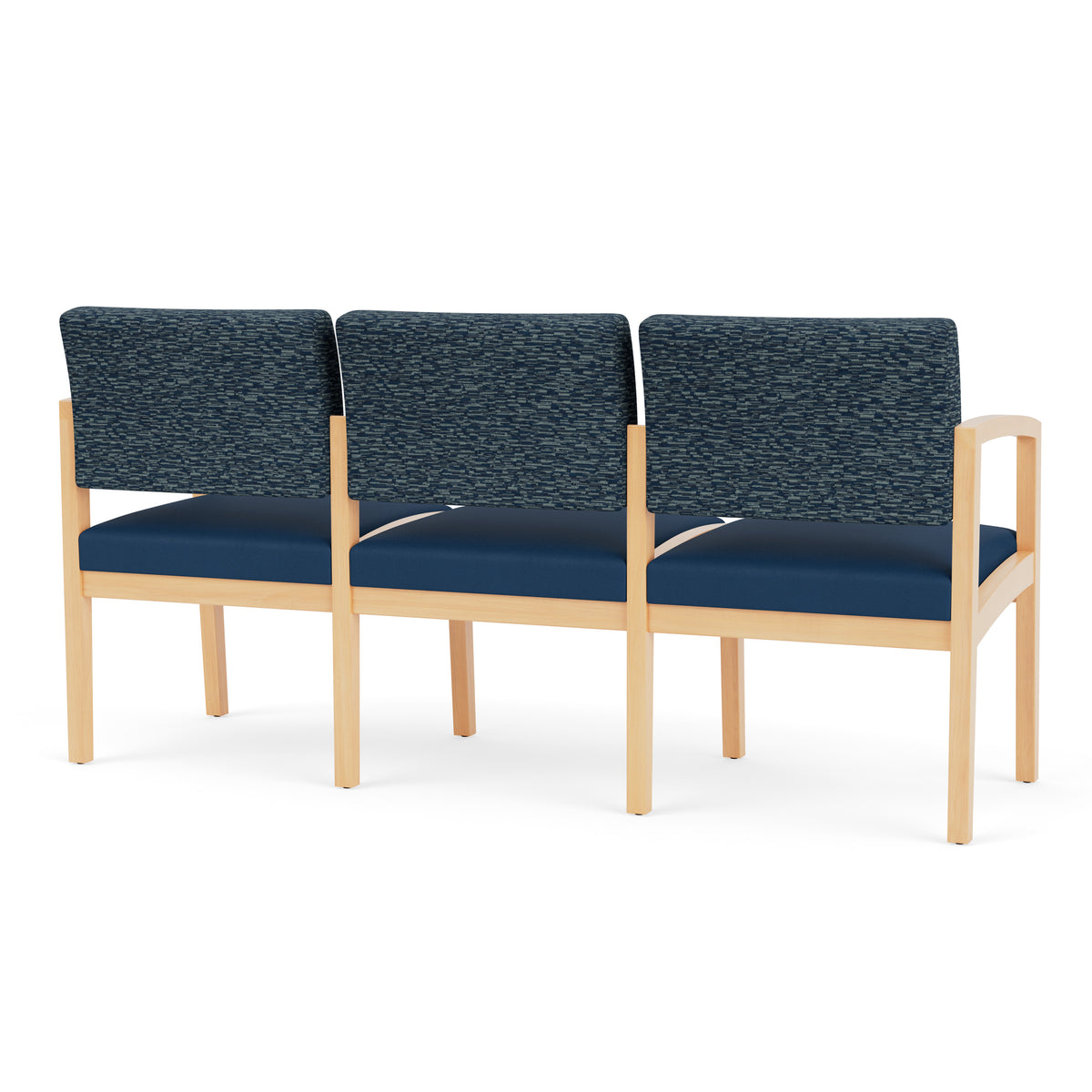 Lenox Wood Waiting Reception 3 Seat Tandem Seating Wood Frame No Center Arms