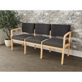 Lenox Wood Waiting Reception 3 Seat Tandem Seating Wood Frame No Center Arms