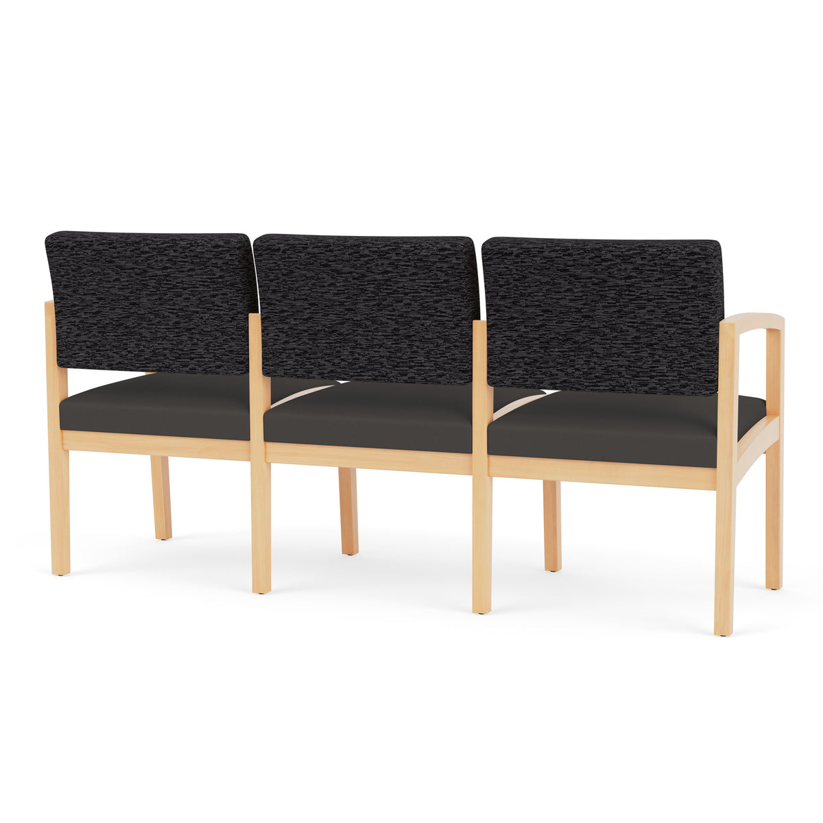 Lenox Wood Waiting Reception 3 Seat Tandem Seating Wood Frame No Center Arms
