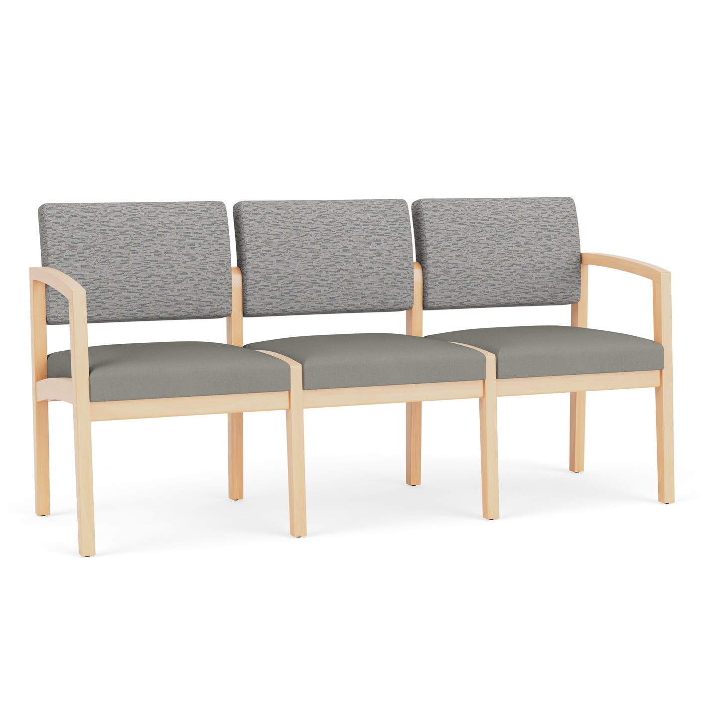 Lenox Wood Waiting Reception 3 Seat Tandem Seating Wood Frame No Center Arms