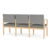 Lenox Wood Waiting Reception 3 Seat Tandem Seating Wood Frame No Center Arms