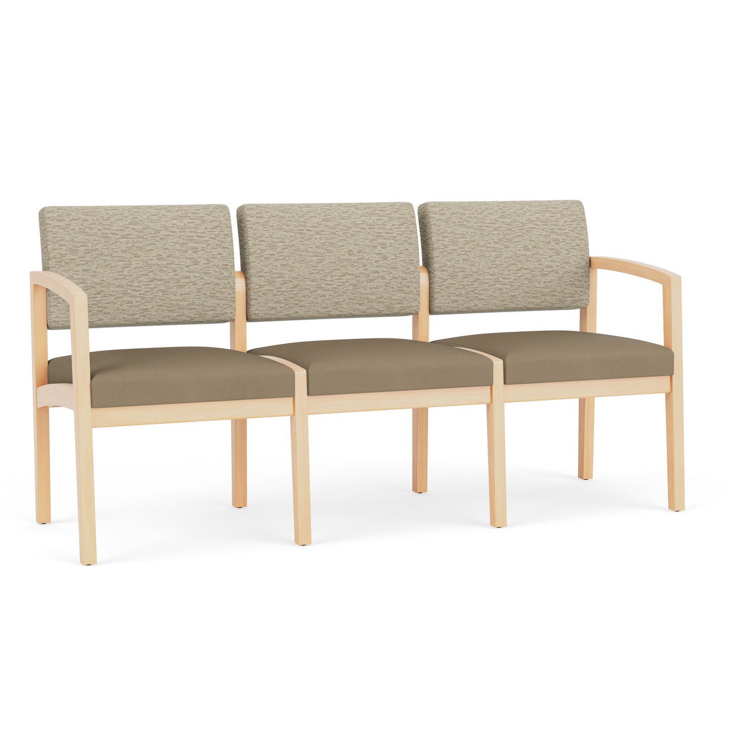Lenox Wood Waiting Reception 3 Seat Tandem Seating Wood Frame No Center Arms