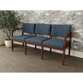 Lenox Wood Waiting Reception 3 Seat Tandem Seating Wood Frame No Center Arms