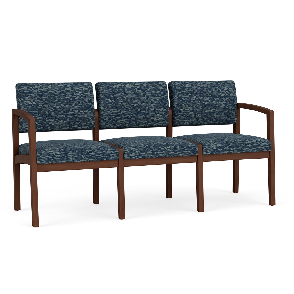 Lenox Wood Waiting Reception 3 Seat Tandem Seating Wood Frame No Center Arms