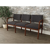 Lenox Wood Waiting Reception 3 Seat Tandem Seating Wood Frame No Center Arms