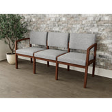 Lenox Wood Waiting Reception 3 Seat Tandem Seating Wood Frame No Center Arms