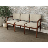 Lenox Wood Waiting Reception 3 Seat Tandem Seating Wood Frame No Center Arms