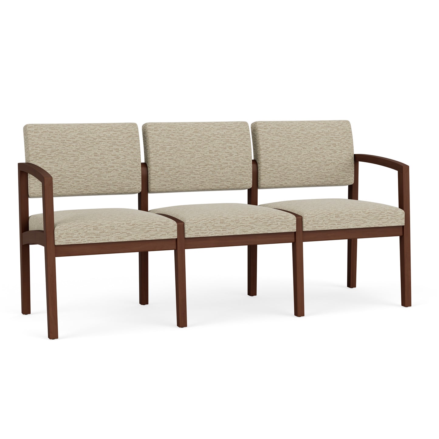Lenox Wood Waiting Reception 3 Seat Tandem Seating Wood Frame No Center Arms
