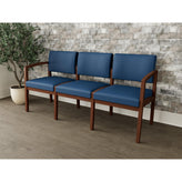 Lenox Wood Waiting Reception 3 Seat Tandem Seating Wood Frame No Center Arms