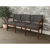 Lenox Wood Waiting Reception 3 Seat Tandem Seating Wood Frame No Center Arms