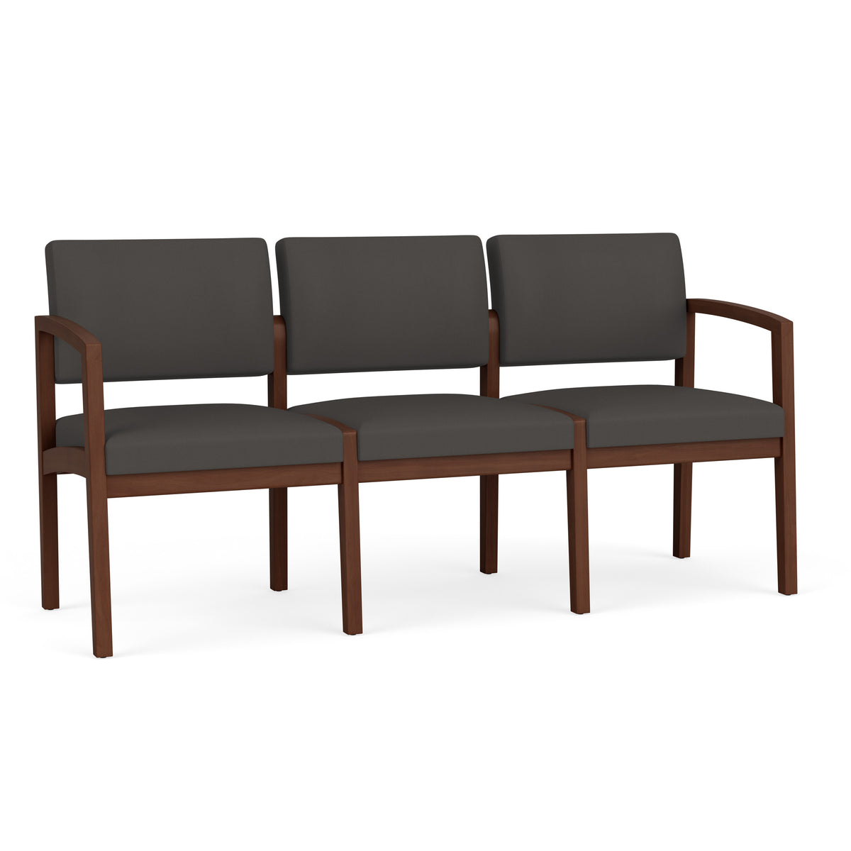 Lenox Wood Waiting Reception 3 Seat Tandem Seating Wood Frame No Center Arms