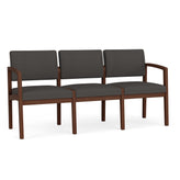 Lenox Wood Waiting Reception 3 Seat Tandem Seating Wood Frame No Center Arms