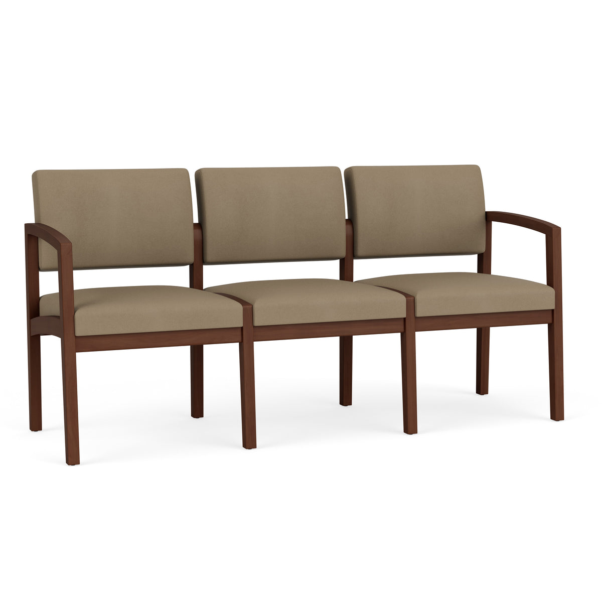 Lenox Wood Waiting Reception 3 Seat Tandem Seating Wood Frame No Center Arms