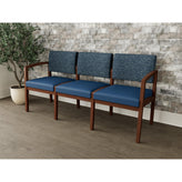 Lenox Wood Waiting Reception 3 Seat Tandem Seating Wood Frame No Center Arms