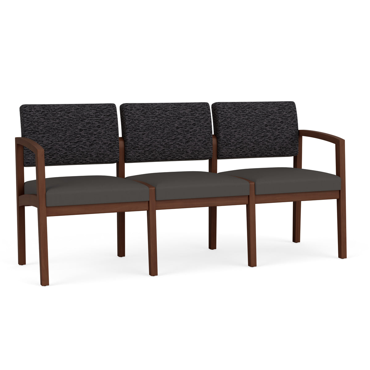 Lenox Wood Waiting Reception 3 Seat Tandem Seating Wood Frame No Center Arms