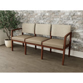 Lenox Wood Waiting Reception 3 Seat Tandem Seating Wood Frame No Center Arms