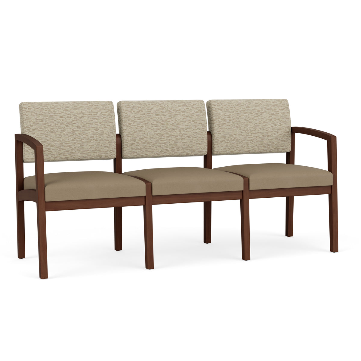 Lenox Wood Waiting Reception 3 Seat Tandem Seating Wood Frame No Center Arms