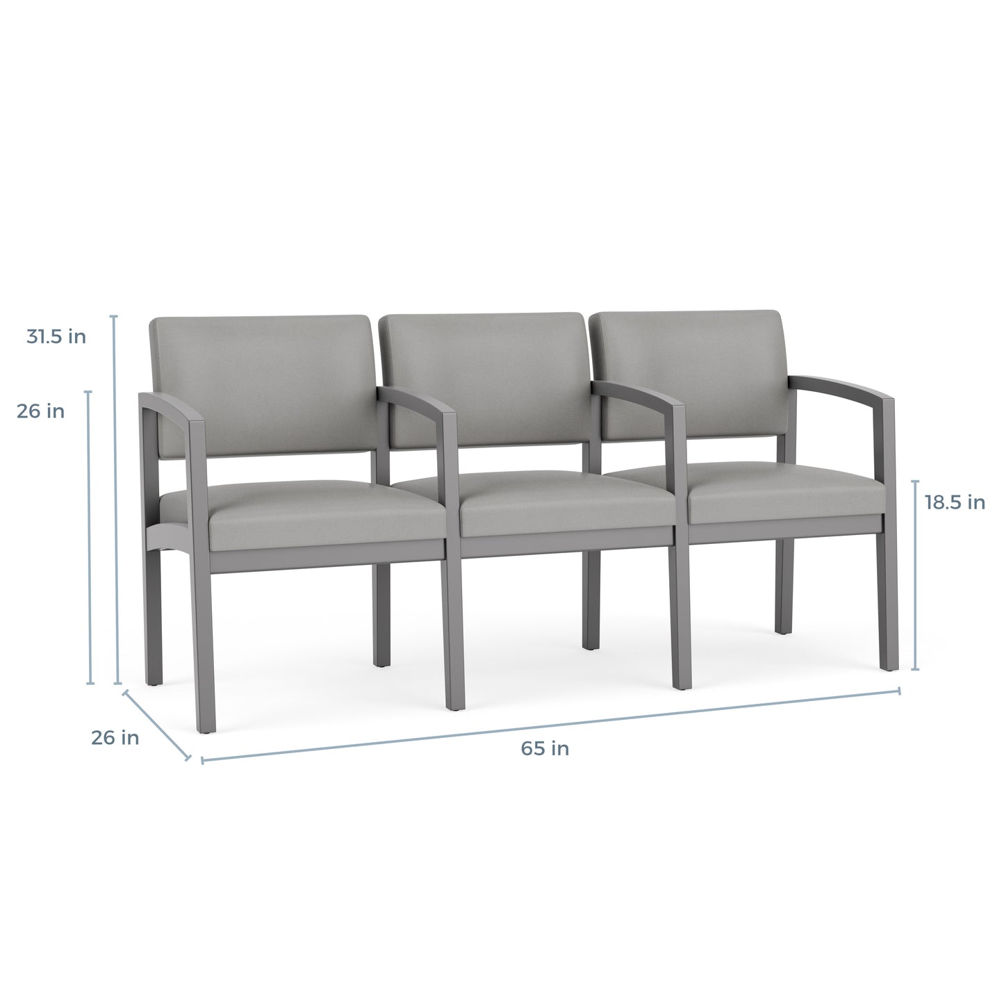 Lenox Wood Waiting Reception 3 Seat Tandem Seating Wood Frame