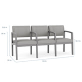 Lenox Wood Waiting Reception 3 Seat Tandem Seating Wood Frame