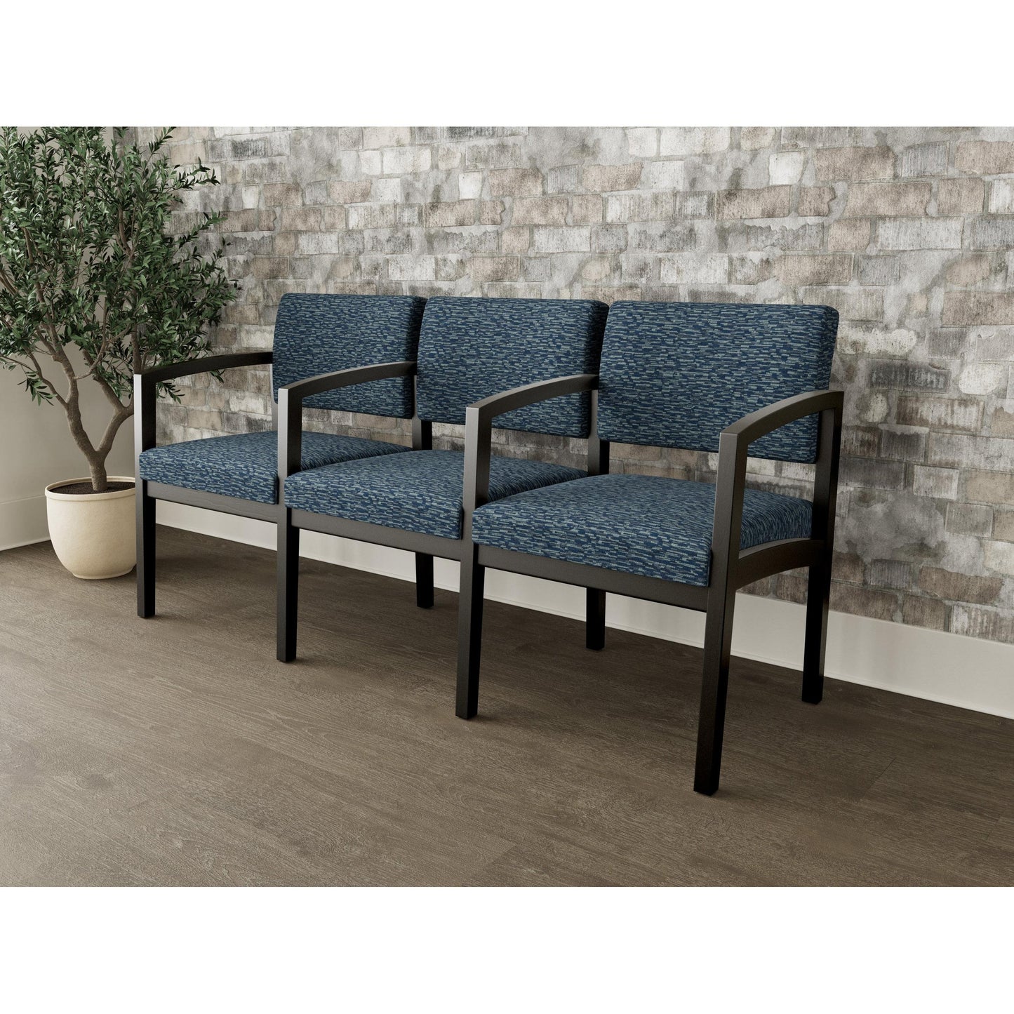 Lenox Wood Waiting Reception 3 Seat Tandem Seating Wood Frame