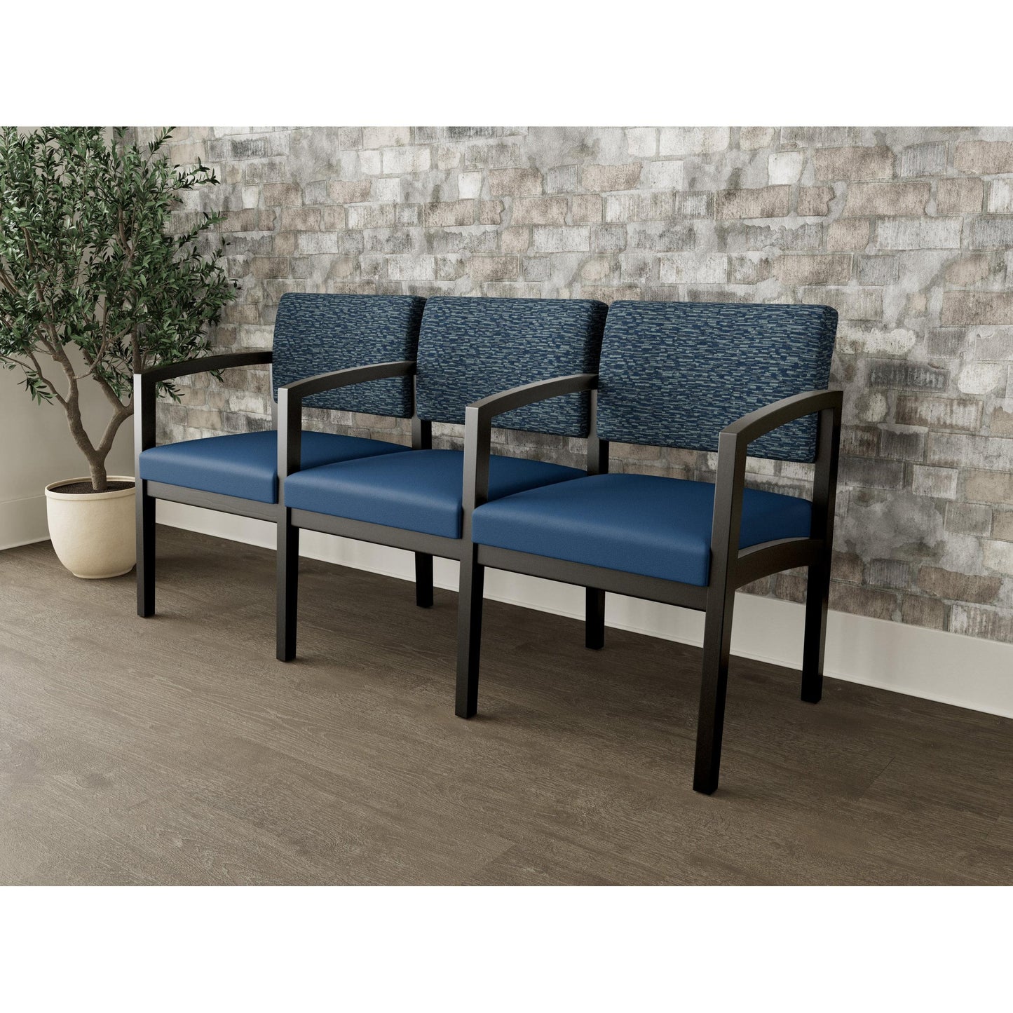 Lenox Wood Waiting Reception 3 Seat Tandem Seating Wood Frame