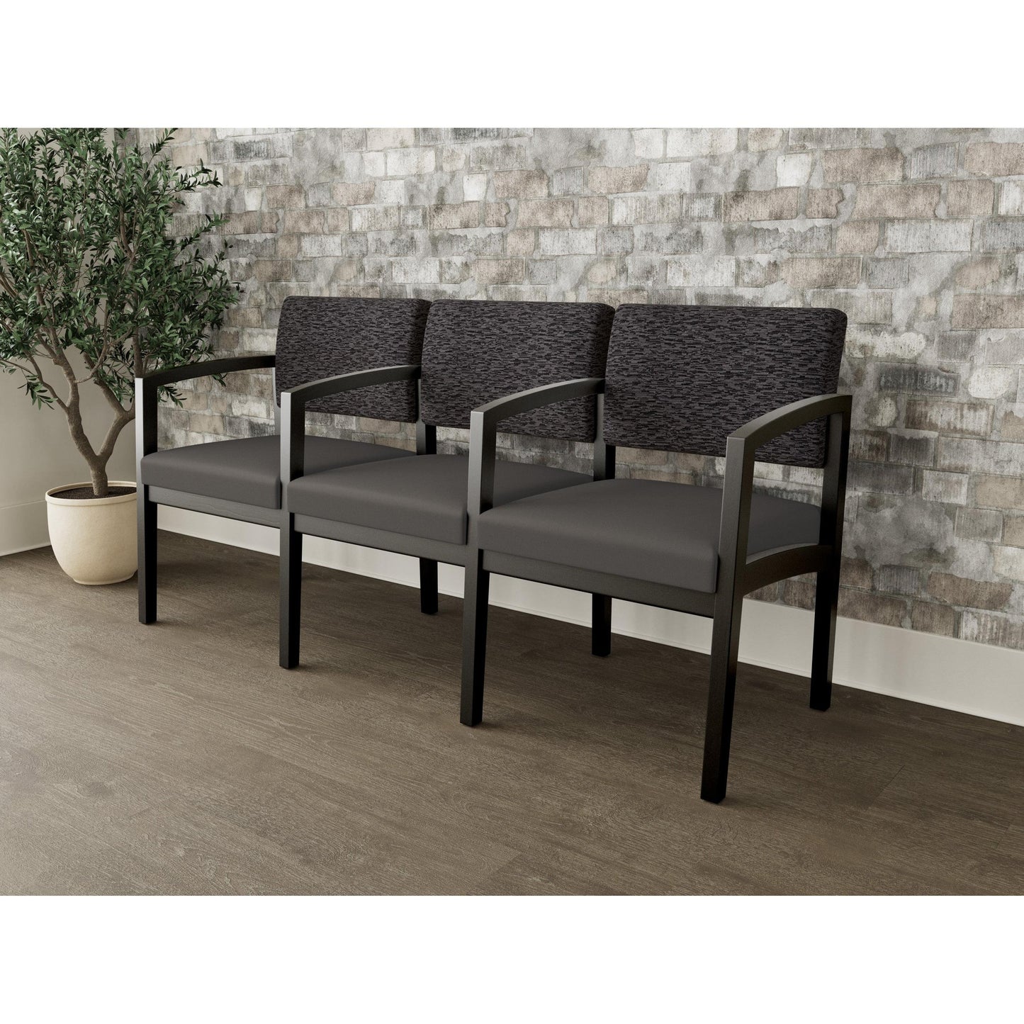 Lenox Wood Waiting Reception 3 Seat Tandem Seating Wood Frame