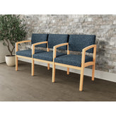 Lenox Wood Waiting Reception 3 Seat Tandem Seating Wood Frame