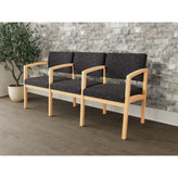 Lenox Wood Waiting Reception 3 Seat Tandem Seating Wood Frame