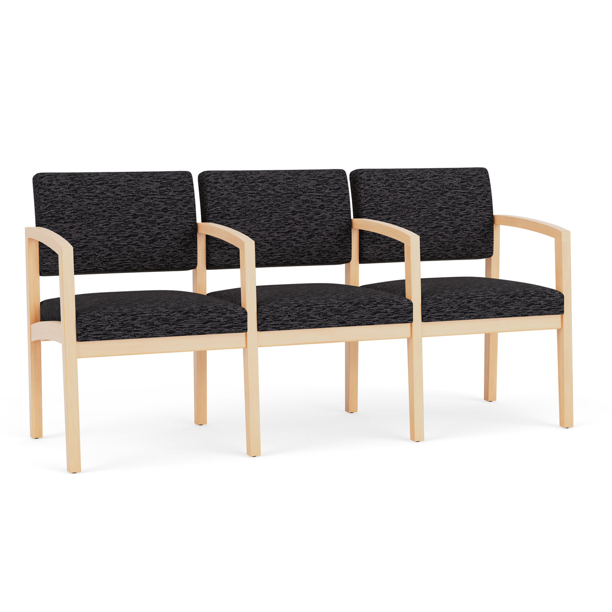 Lenox Wood Waiting Reception 3 Seat Tandem Seating Wood Frame