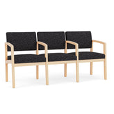 Lenox Wood Waiting Reception 3 Seat Tandem Seating Wood Frame