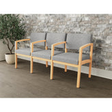 Lenox Wood Waiting Reception 3 Seat Tandem Seating Wood Frame