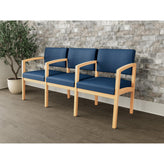 Lenox Wood Waiting Reception 3 Seat Tandem Seating Wood Frame