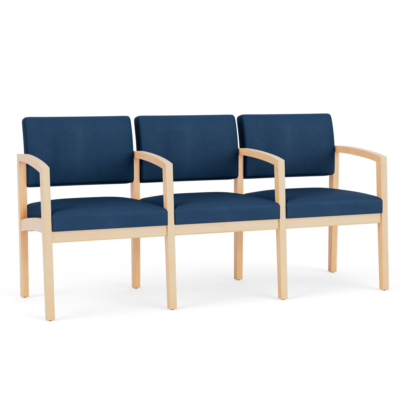 Lenox Wood Waiting Reception 3 Seat Tandem Seating Wood Frame