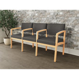 Lenox Wood Waiting Reception 3 Seat Tandem Seating Wood Frame
