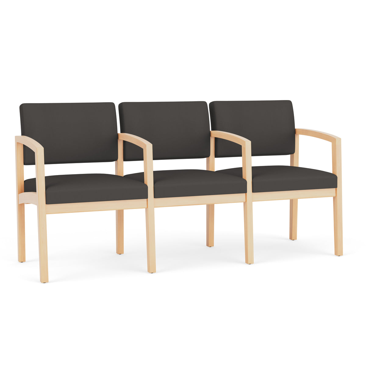Lenox Wood Waiting Reception 3 Seat Tandem Seating Wood Frame