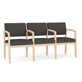 Lenox Wood Waiting Reception 3 Seat Tandem Seating Wood Frame