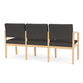 Lenox Wood Waiting Reception 3 Seat Tandem Seating Wood Frame