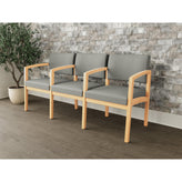 Lenox Wood Waiting Reception 3 Seat Tandem Seating Wood Frame