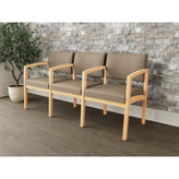 Lenox Wood Waiting Reception 3 Seat Tandem Seating Wood Frame