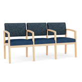 Lenox Wood Waiting Reception 3 Seat Tandem Seating Wood Frame