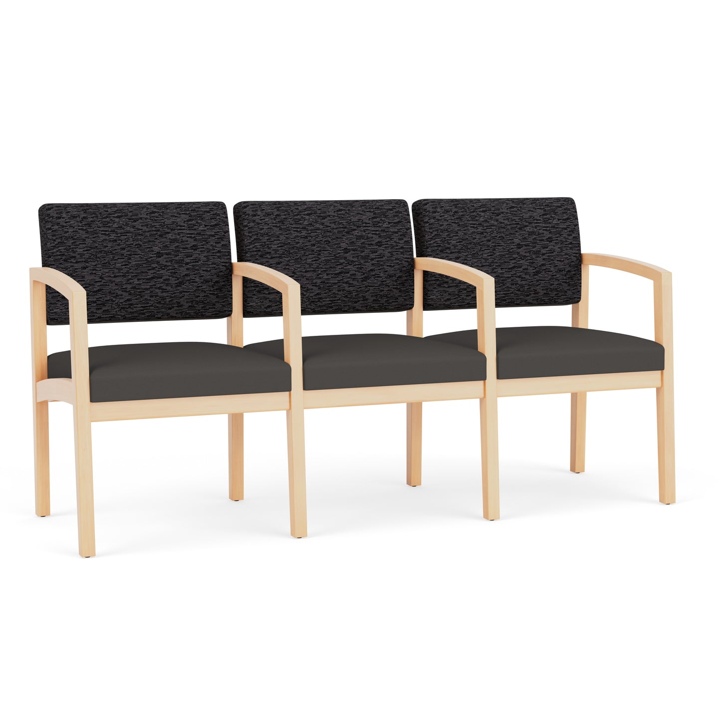 Lenox Wood Waiting Reception 3 Seat Tandem Seating Wood Frame