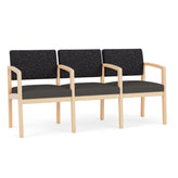 Lenox Wood Waiting Reception 3 Seat Tandem Seating Wood Frame