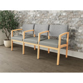 Lenox Wood Waiting Reception 3 Seat Tandem Seating Wood Frame