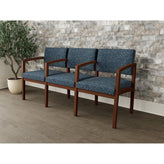 Lenox Wood Waiting Reception 3 Seat Tandem Seating Wood Frame