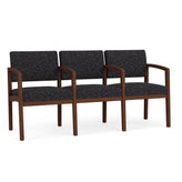 Lenox Wood Waiting Reception 3 Seat Tandem Seating Wood Frame